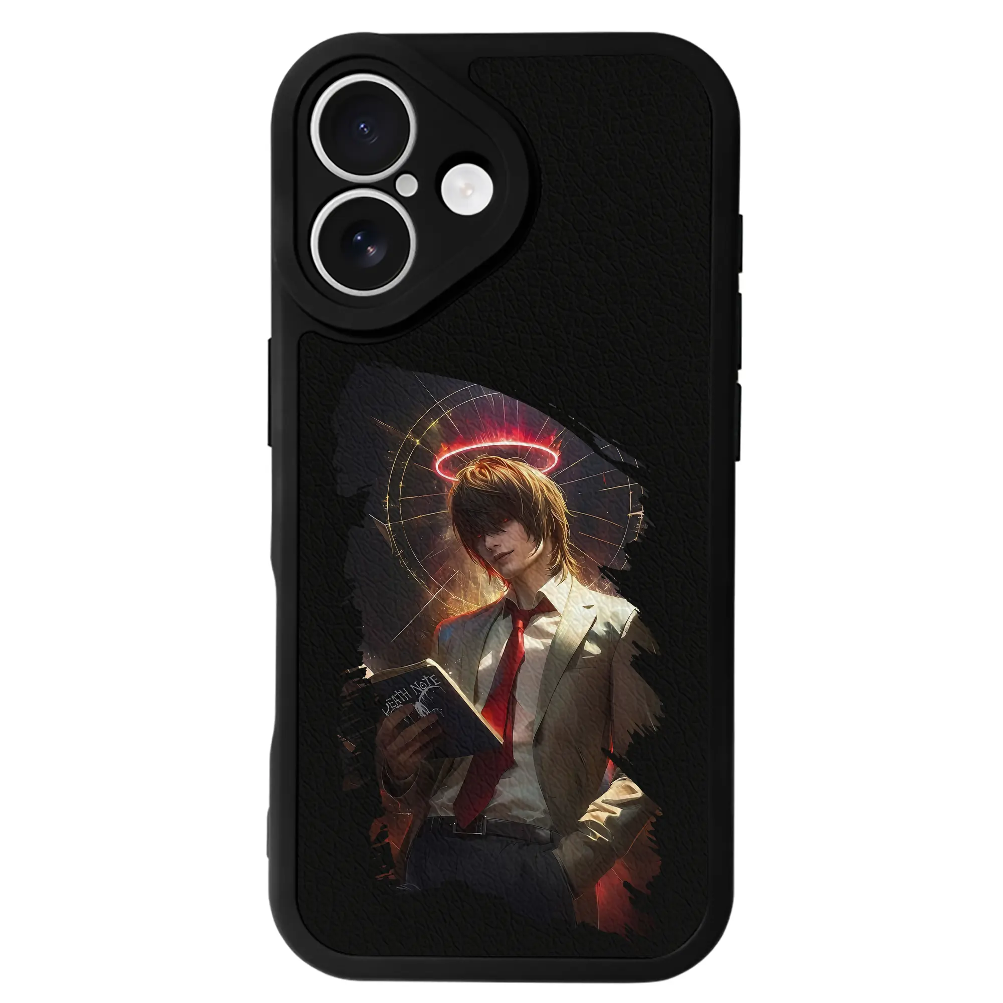 デスノート グッズ,夜神月 - IPhone 16シリーズ対応 ・ シリコンスマホケース ・ レザー調 ・ 高精度フィット ・ 耐衝撃 ・ ワイヤレス充電対応 ・ 精密カット